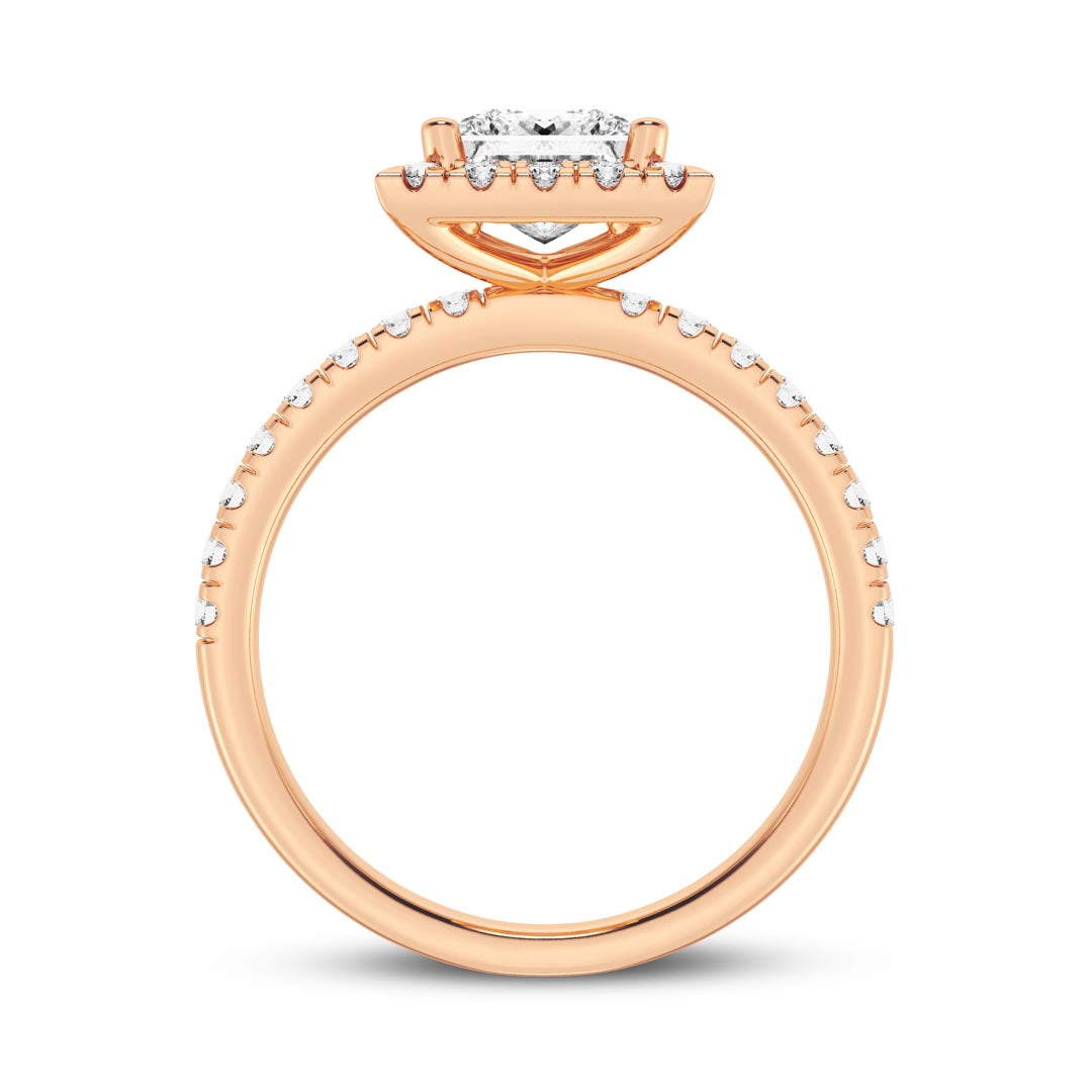 1ct Princess with Halo Engagement Ring