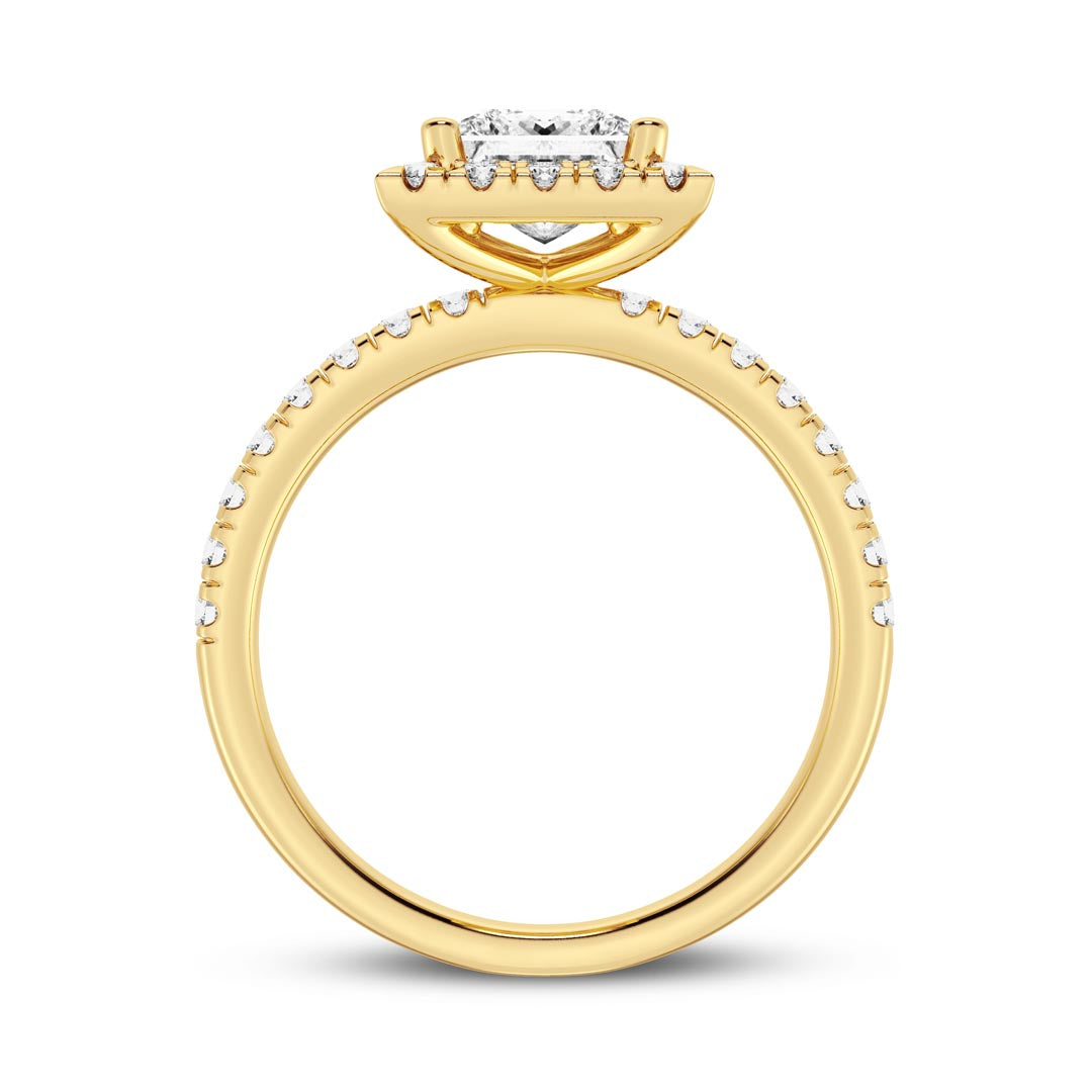 1ct Princess with Halo Engagement Ring