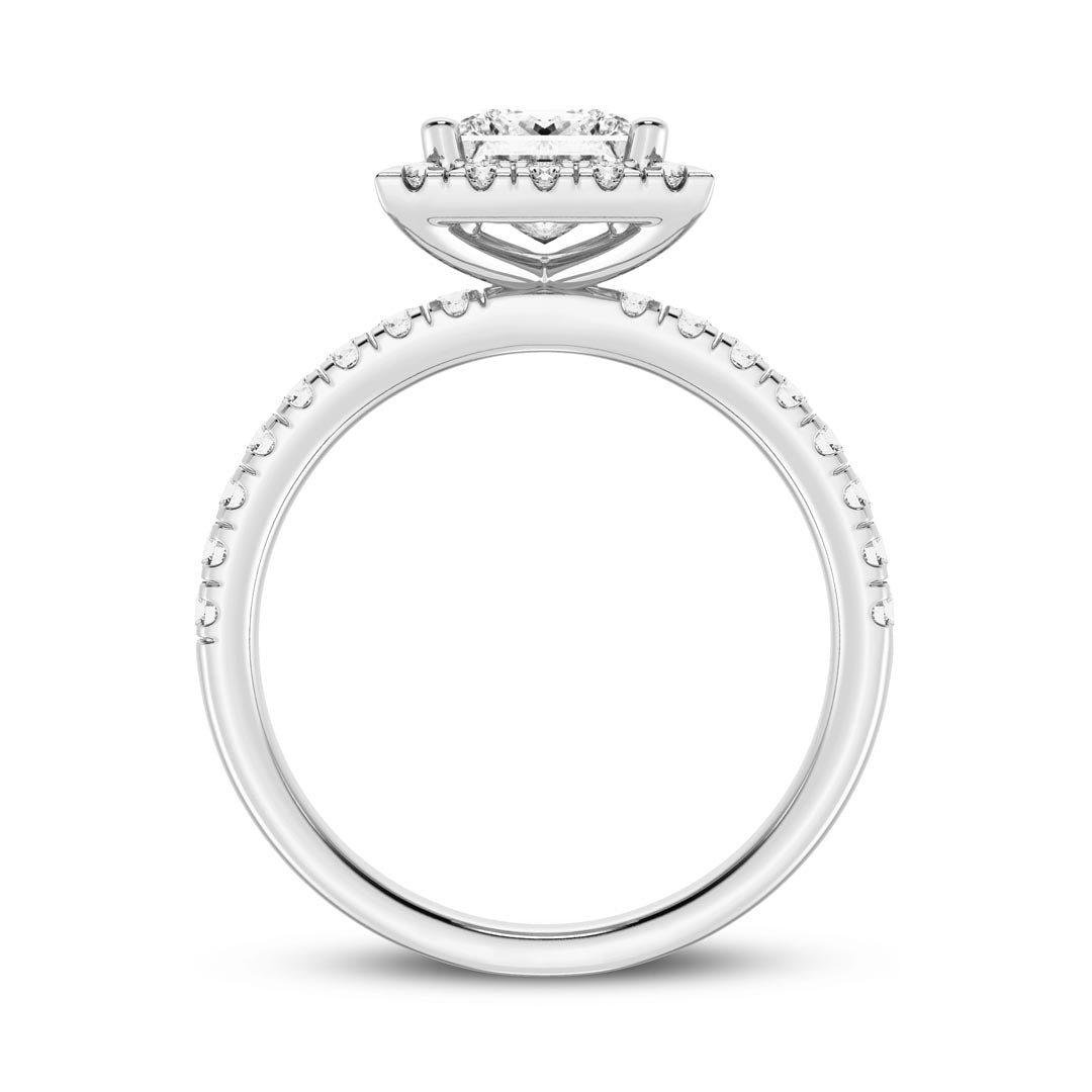 1ct Princess with Halo Engagement Ring