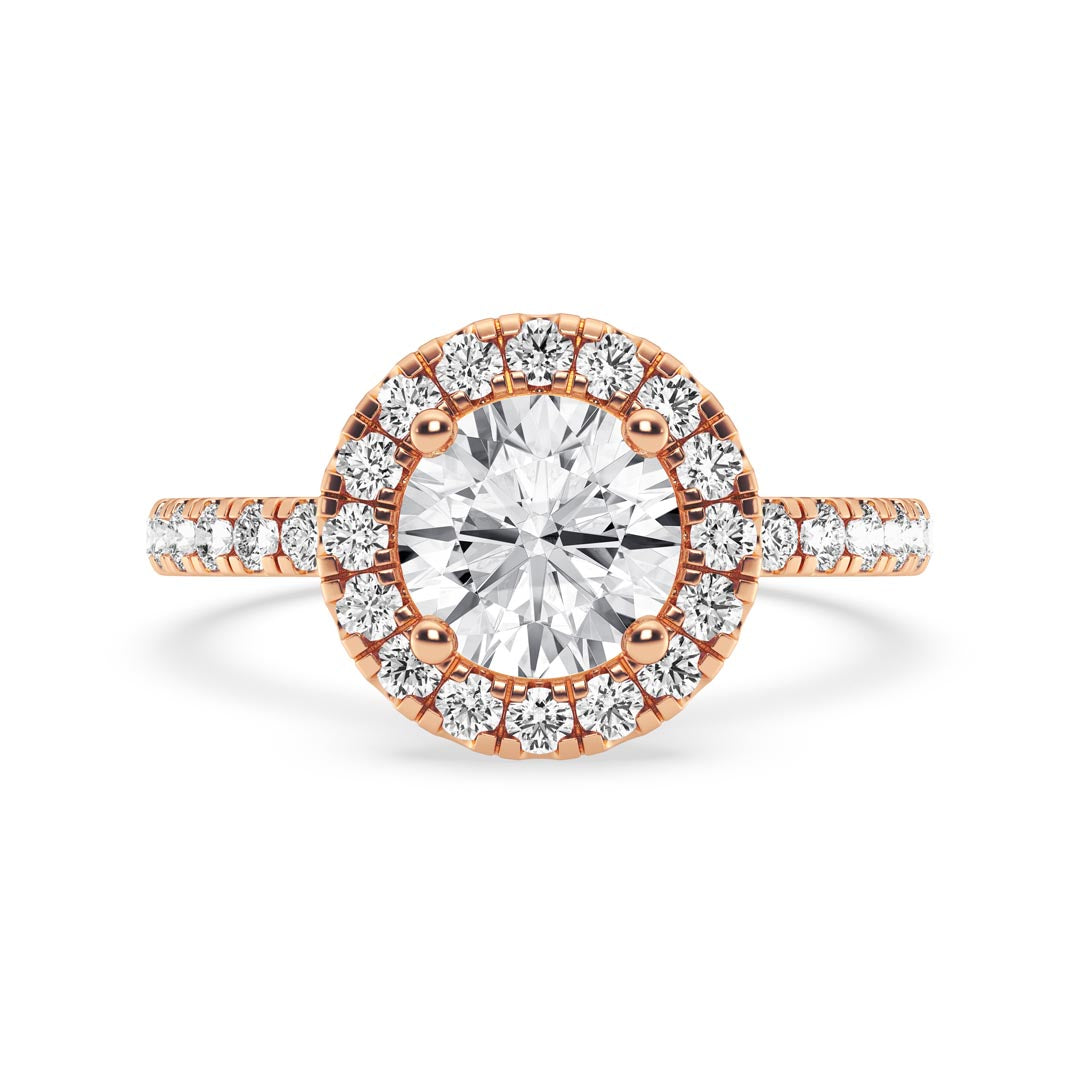 1ct Round with Halo Engagement Ring