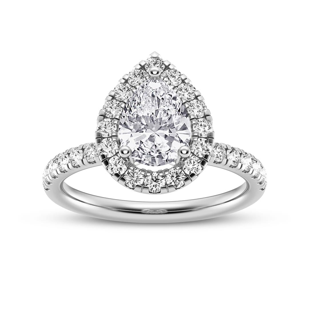 1ct Pear with Halo Engagement Ring