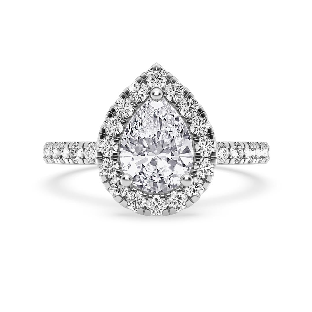 1ct Pear with Halo Engagement Ring