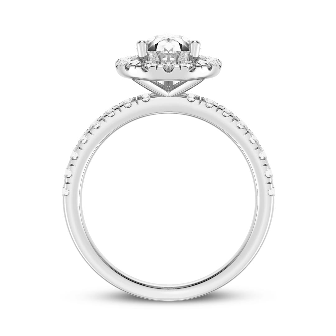 1ct Pear with Halo Engagement Ring