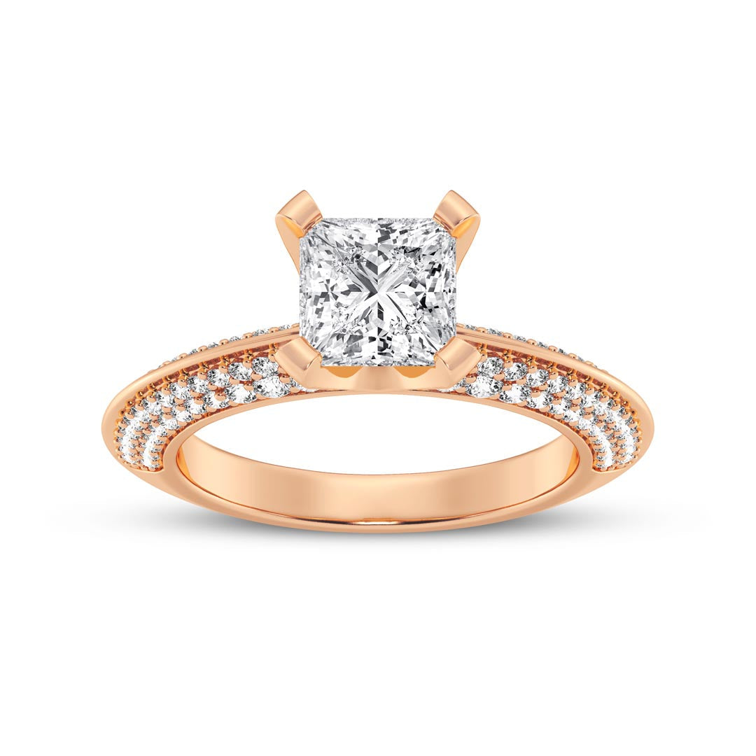 1ct Princess with double sided band Engagement Ring