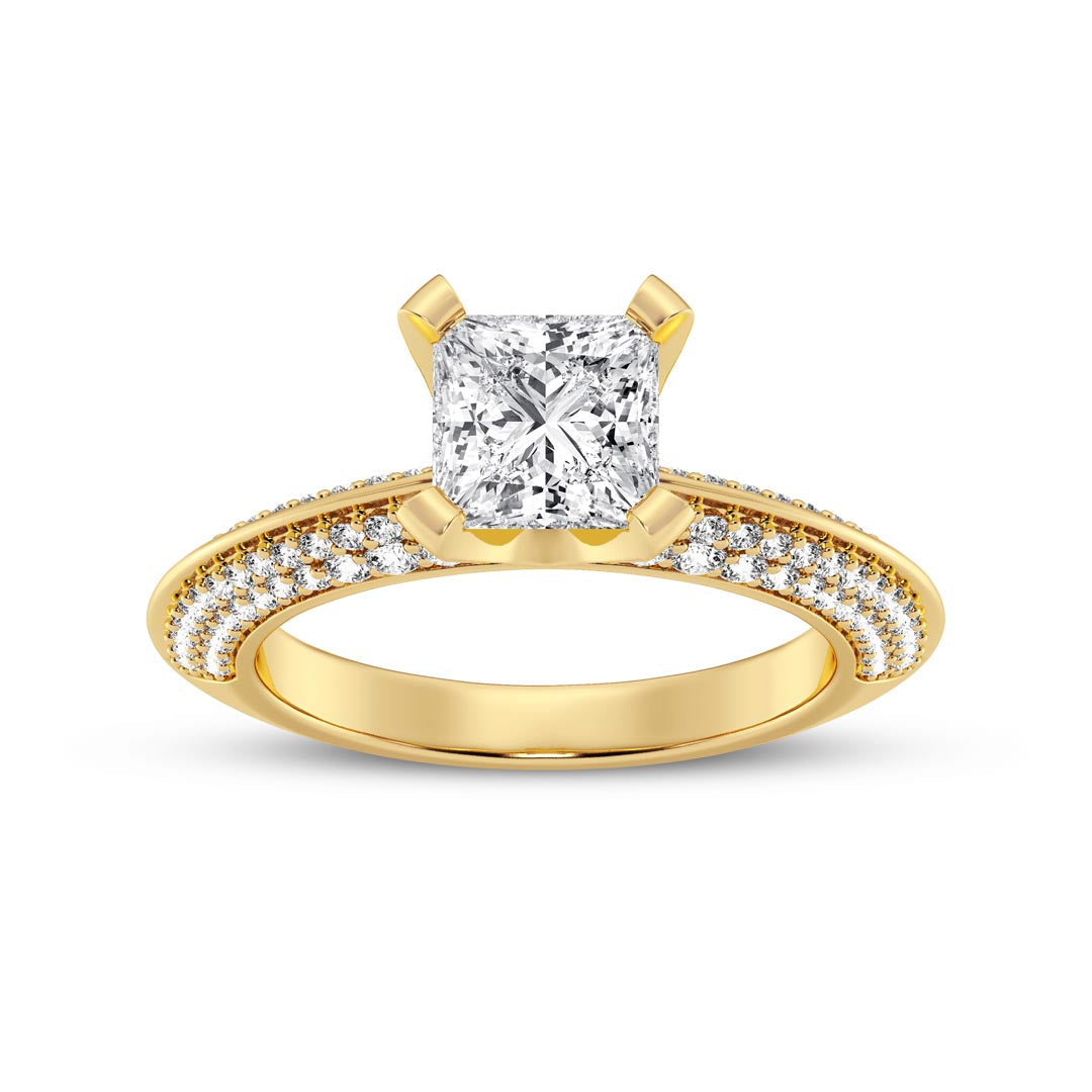 1ct Princess with double sided band Engagement Ring