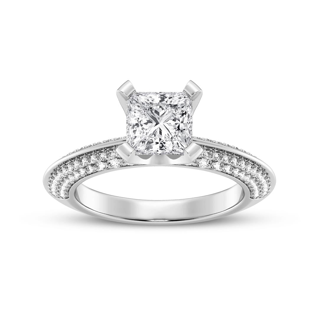 1ct Princess with double sided band Engagement Ring