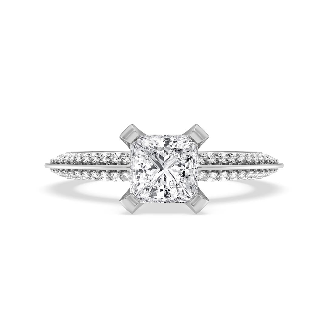 1ct Princess with double sided band Engagement Ring