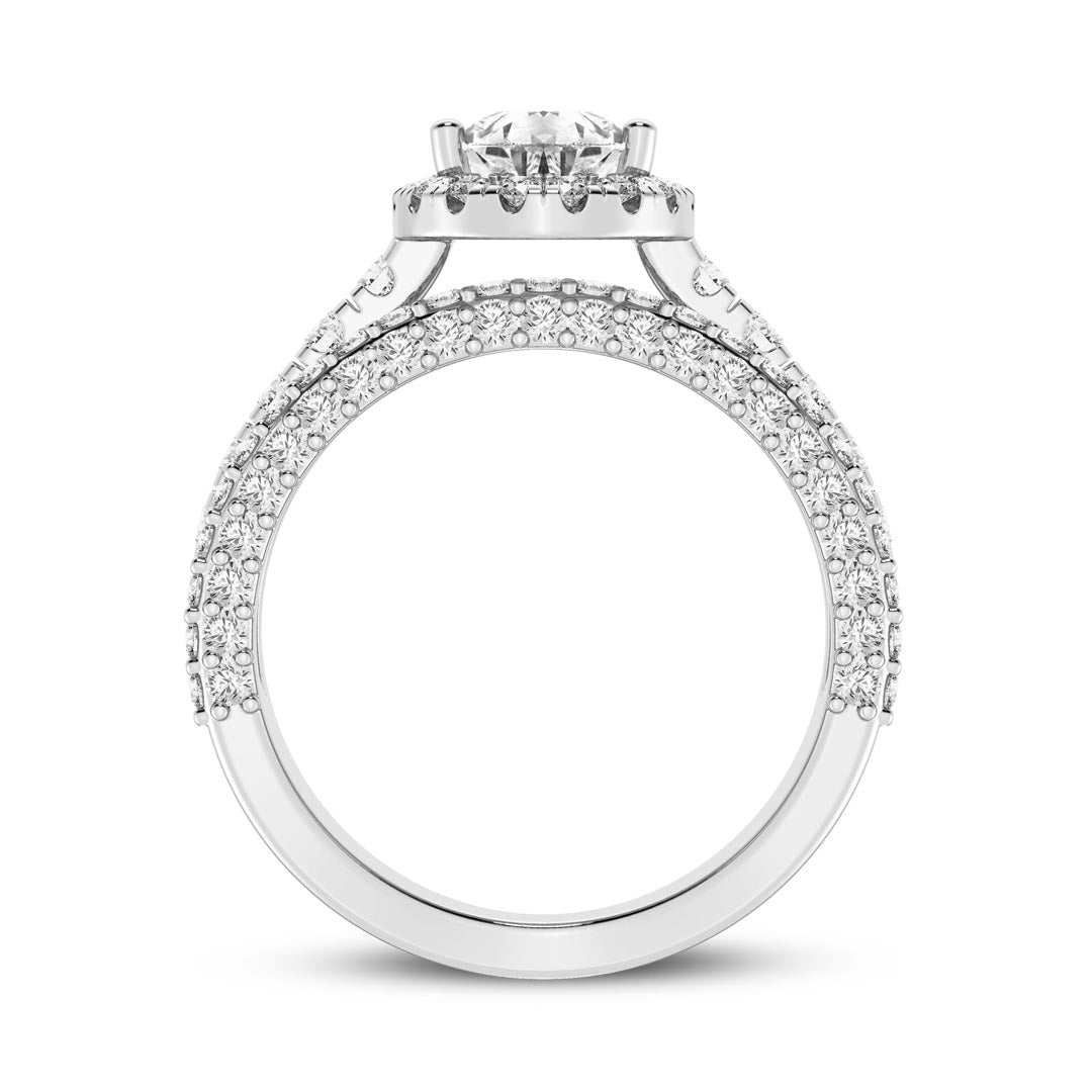 1ct Three Row Pear with Halo  Engagement Ring