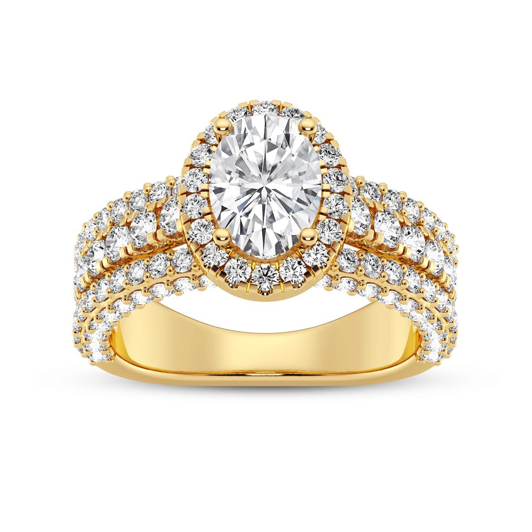 1ct Three Row Oval with Halo  Engagement Ring