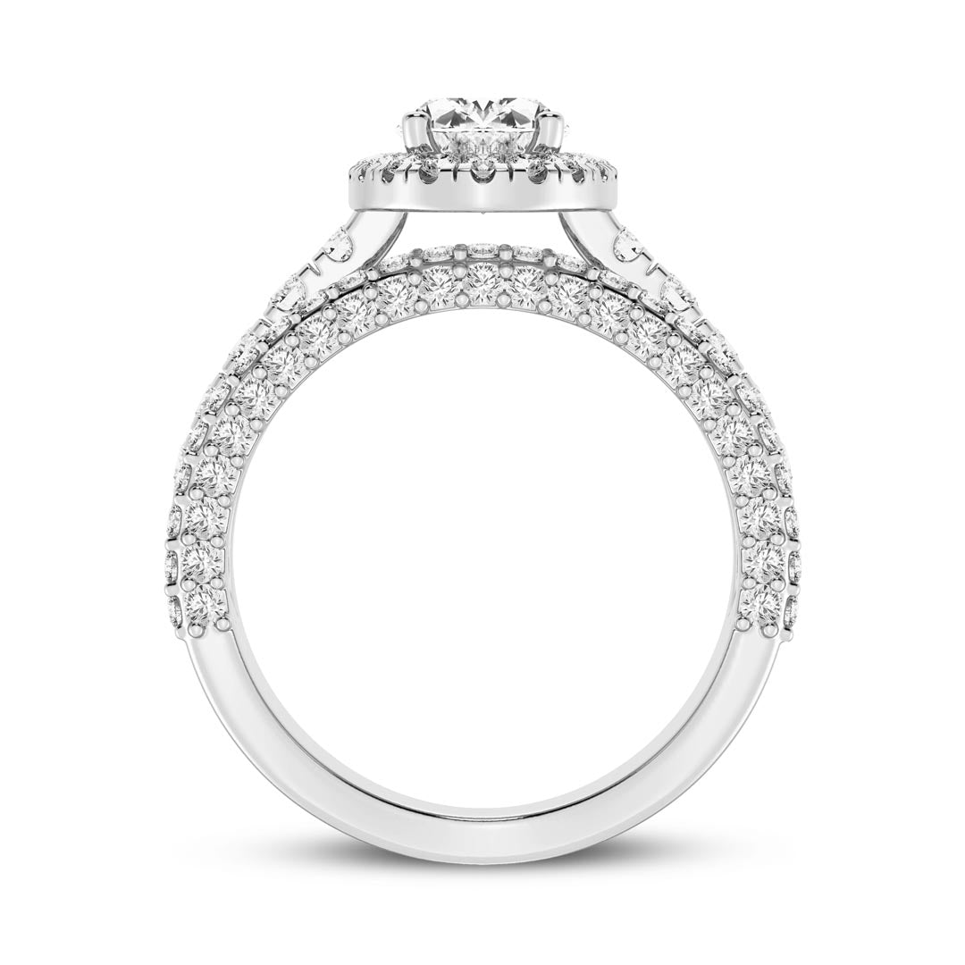 1ct Three Row Oval with Halo  Engagement Ring