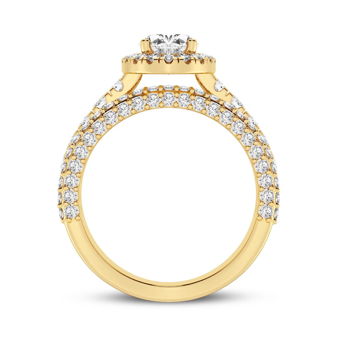 1ct Three Row Oval with Halo  Engagement Ring