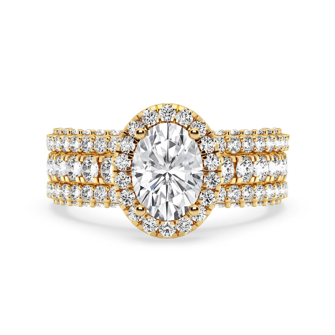 1ct Three Row Oval with Halo  Engagement Ring