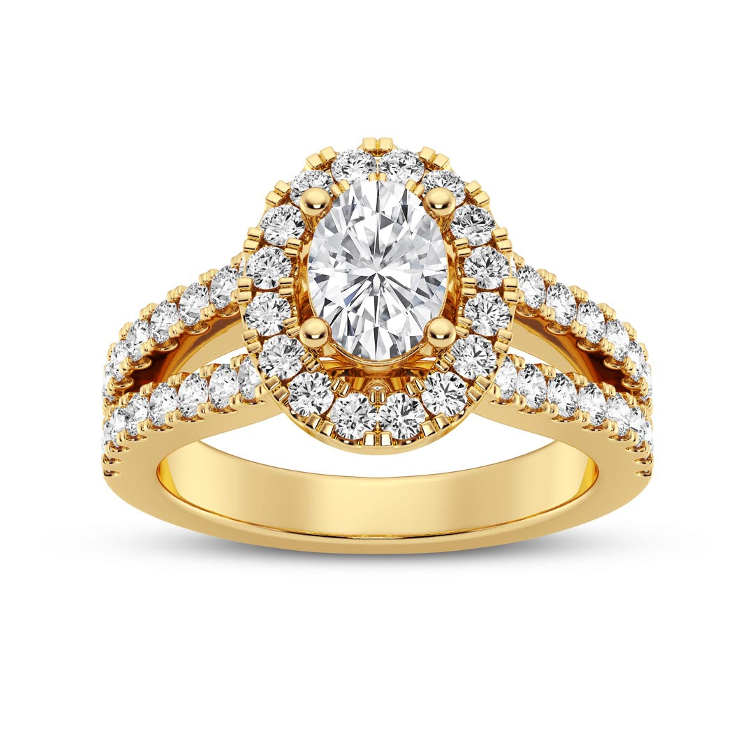 1ct Oval with Halo & Split Shank Engagement Ring