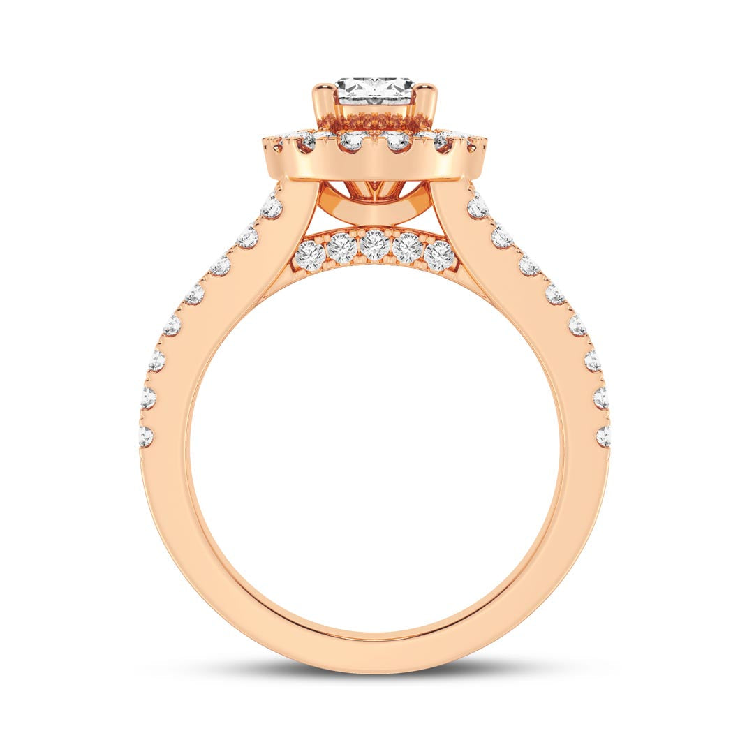 1ct Oval with Halo & Split Shank Engagement Ring