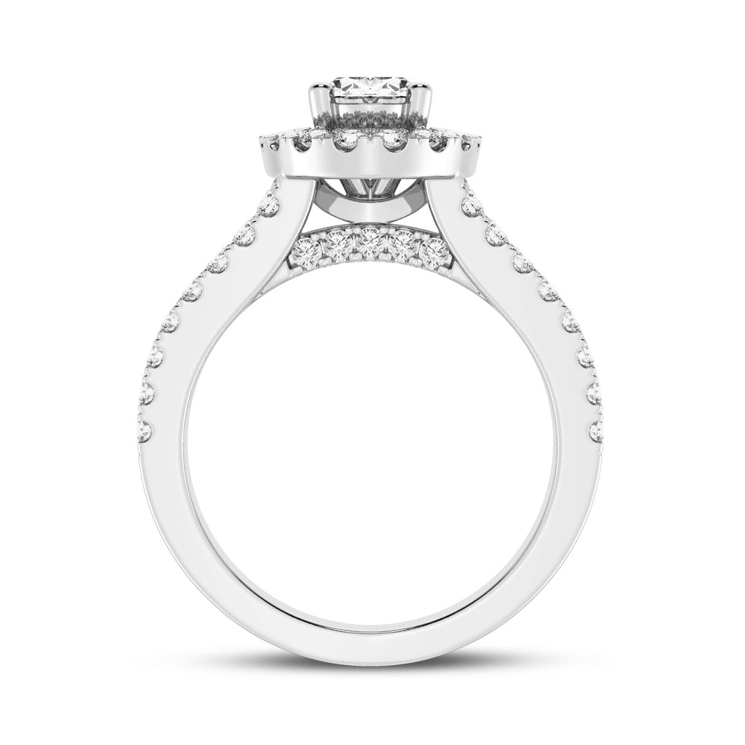 1ct Oval with Halo & Split Shank Engagement Ring