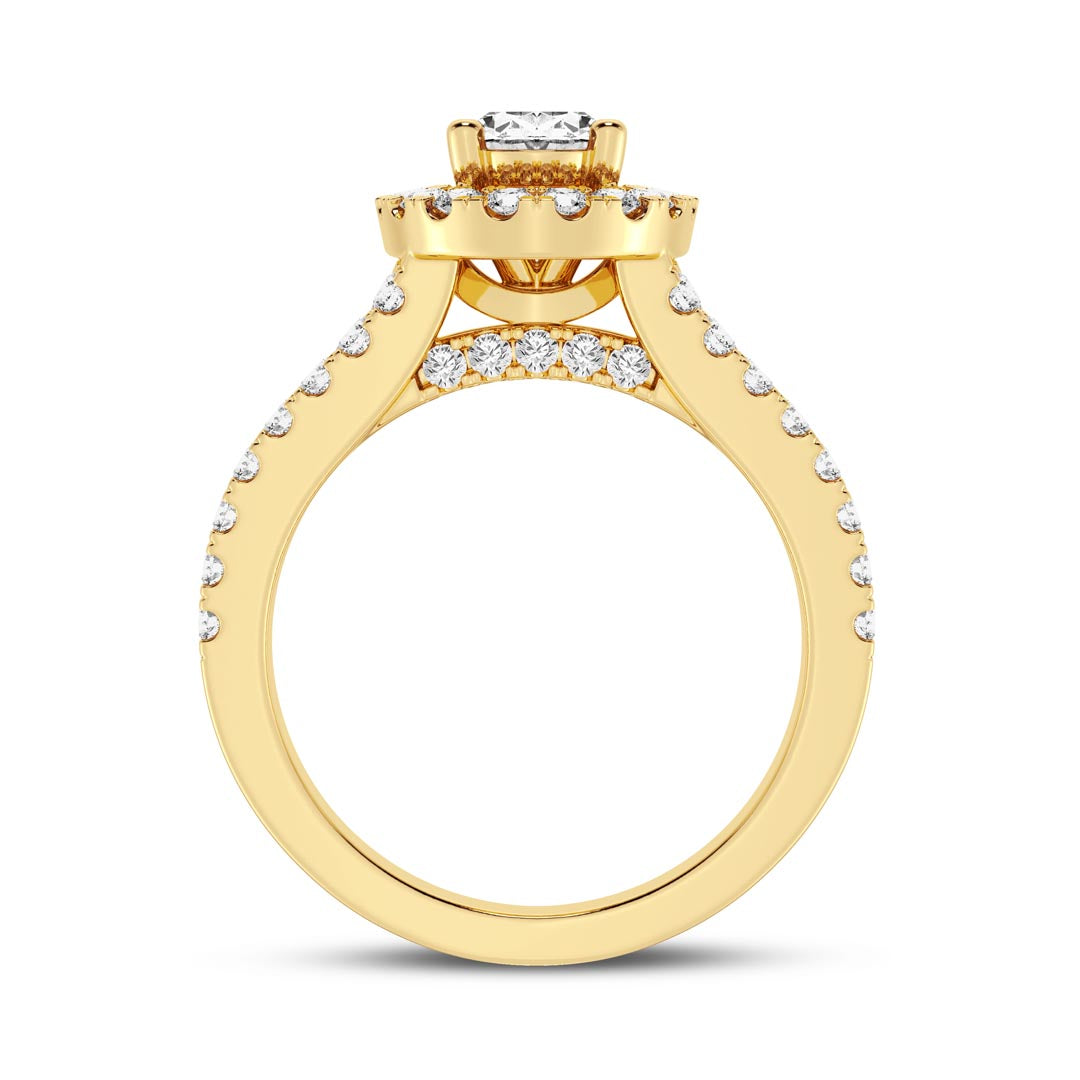 1ct Oval with Halo & Split Shank Engagement Ring