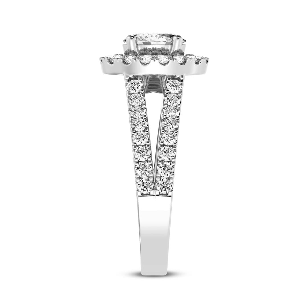 1ct Oval with Halo & Split Shank Engagement Ring