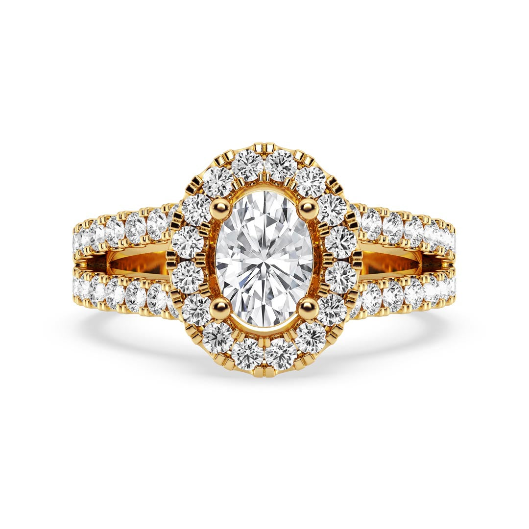 1ct Oval with Halo & Split Shank Engagement Ring