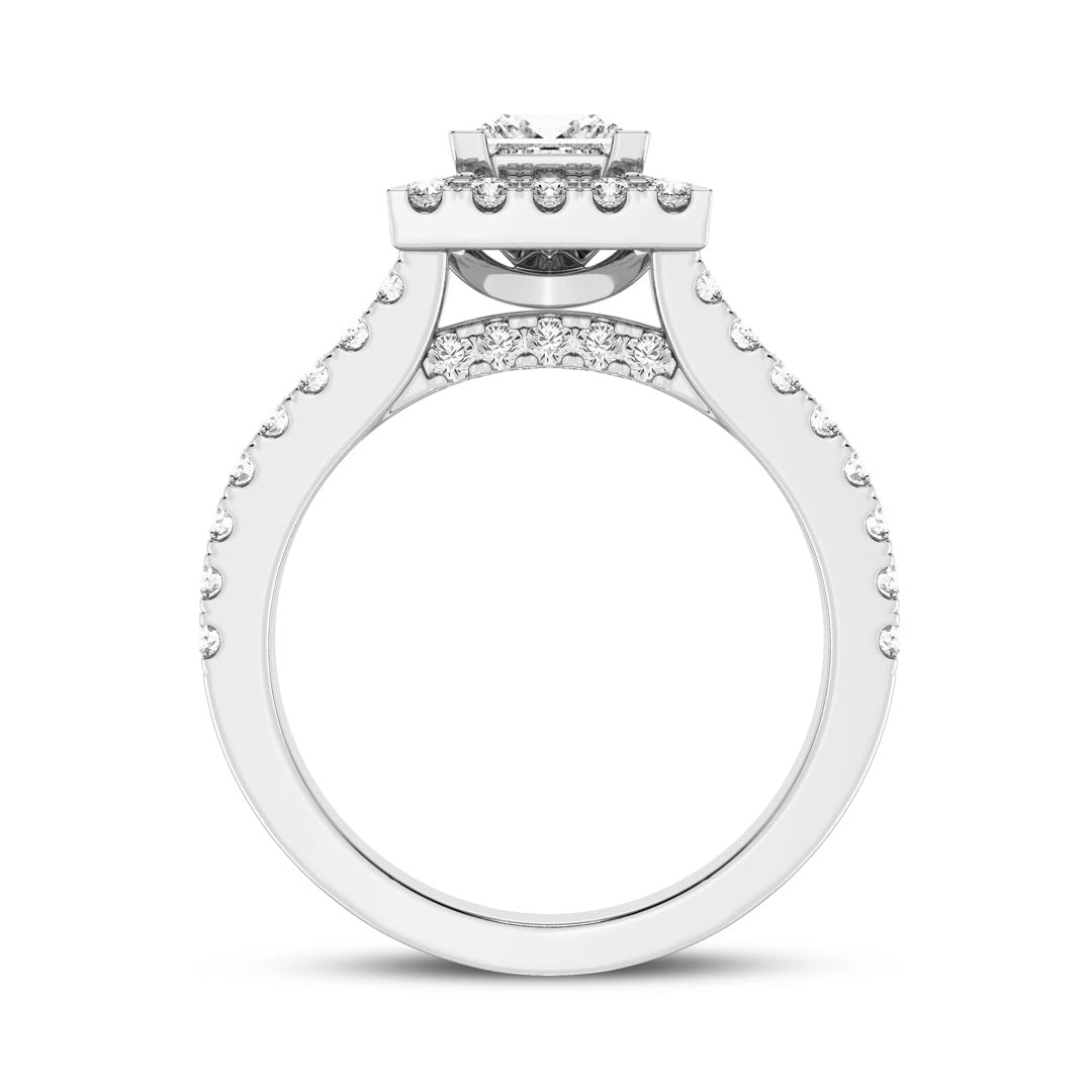 1ct Princess with Halo & Split Shank Engagement Ring