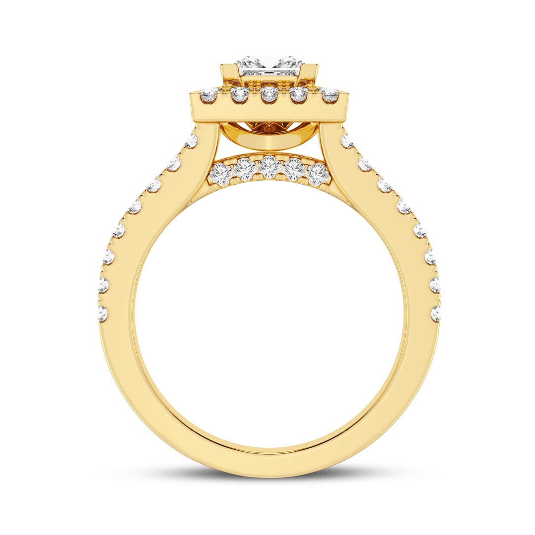 1ct Princess with Halo & Split Shank Engagement Ring