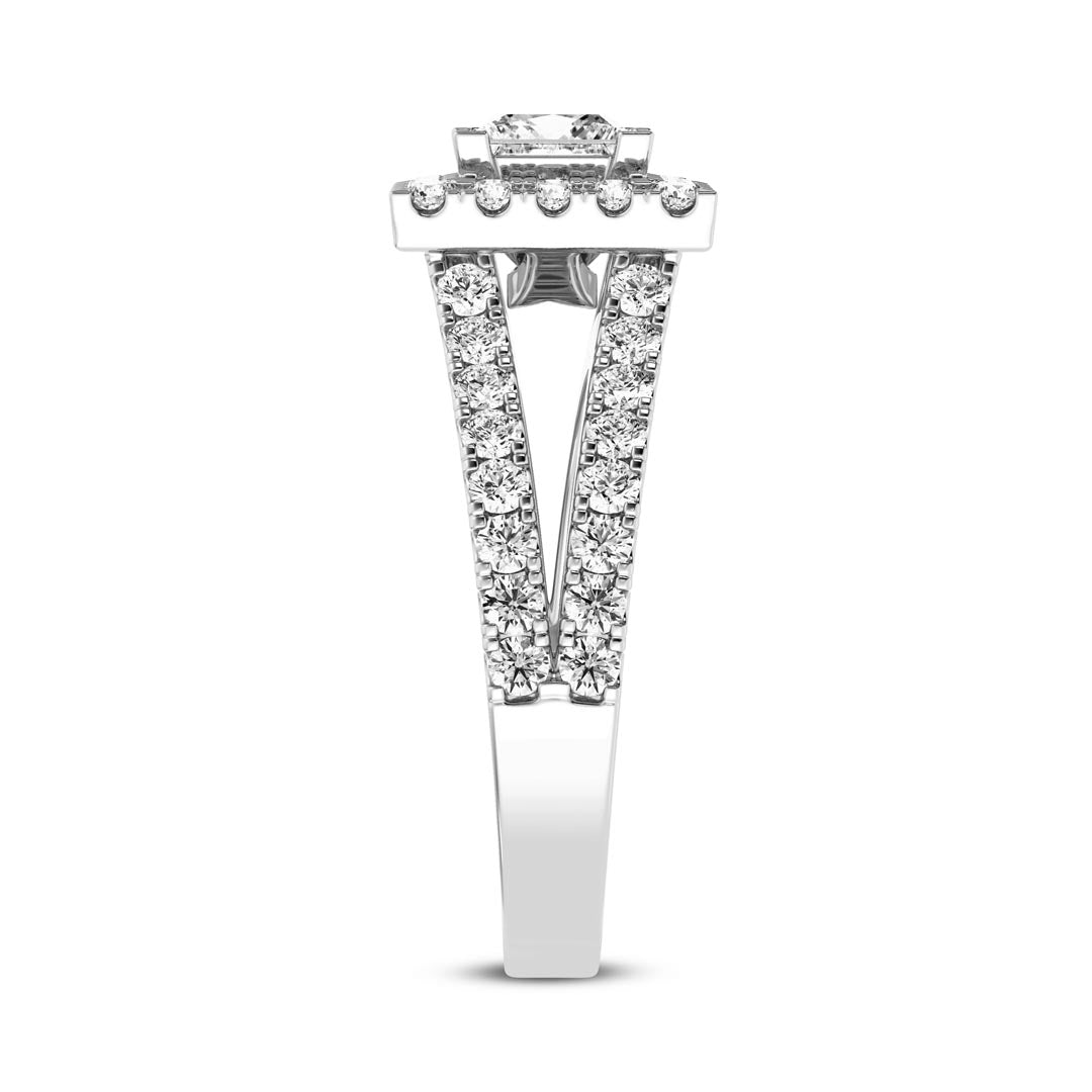 1ct Princess with Halo & Split Shank Engagement Ring