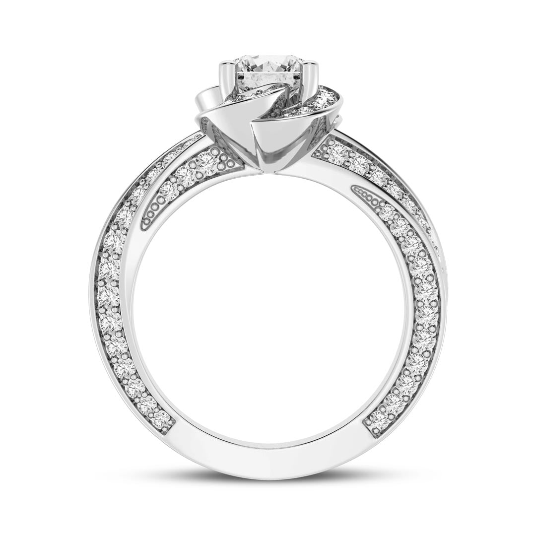 1ct Round  Twisted Shank And Head Engagement Ring