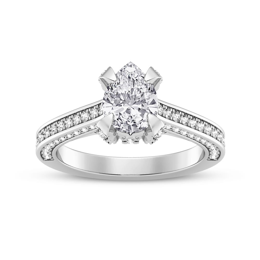 1ct Pear with Pave Shank Engagement Ring