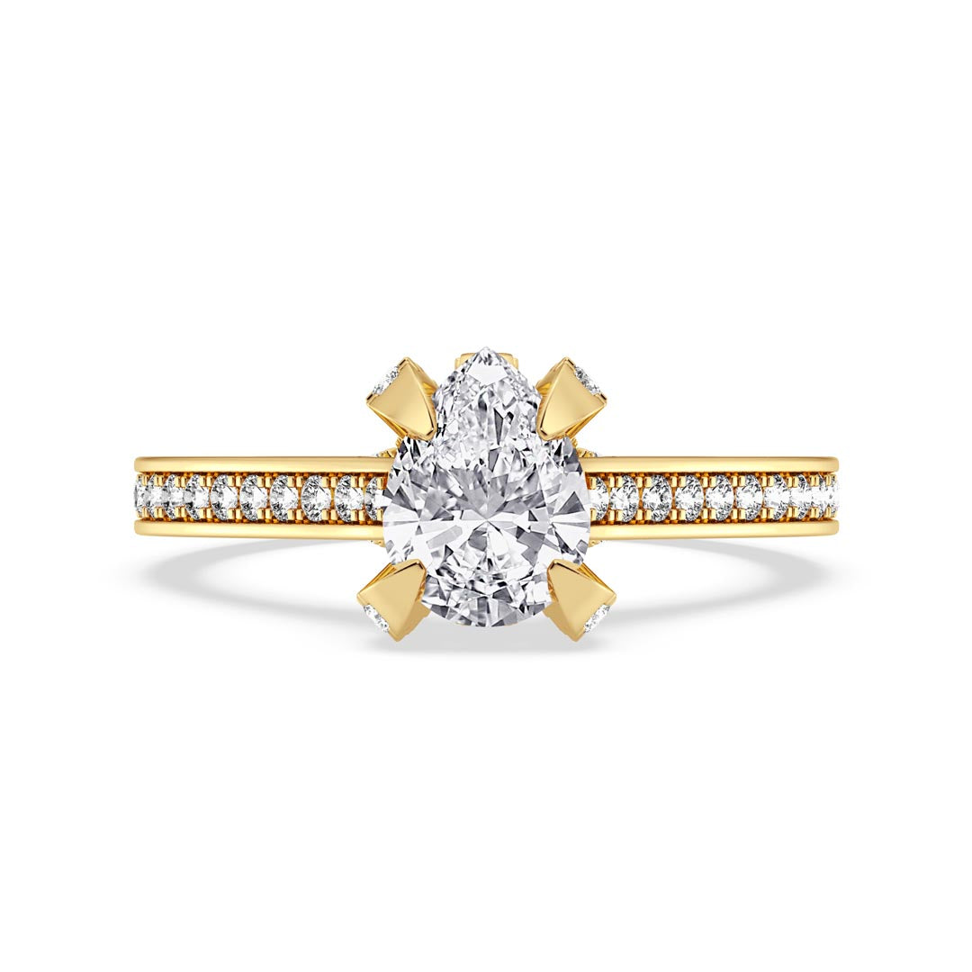 1ct Pear with Pave Shank Engagement Ring