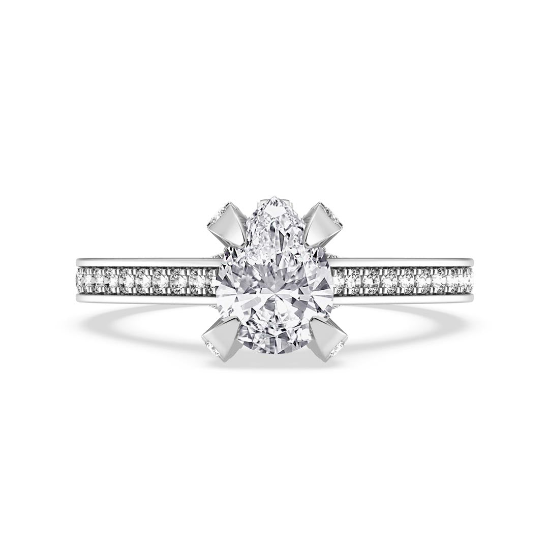 1ct Pear with Pave Shank Engagement Ring