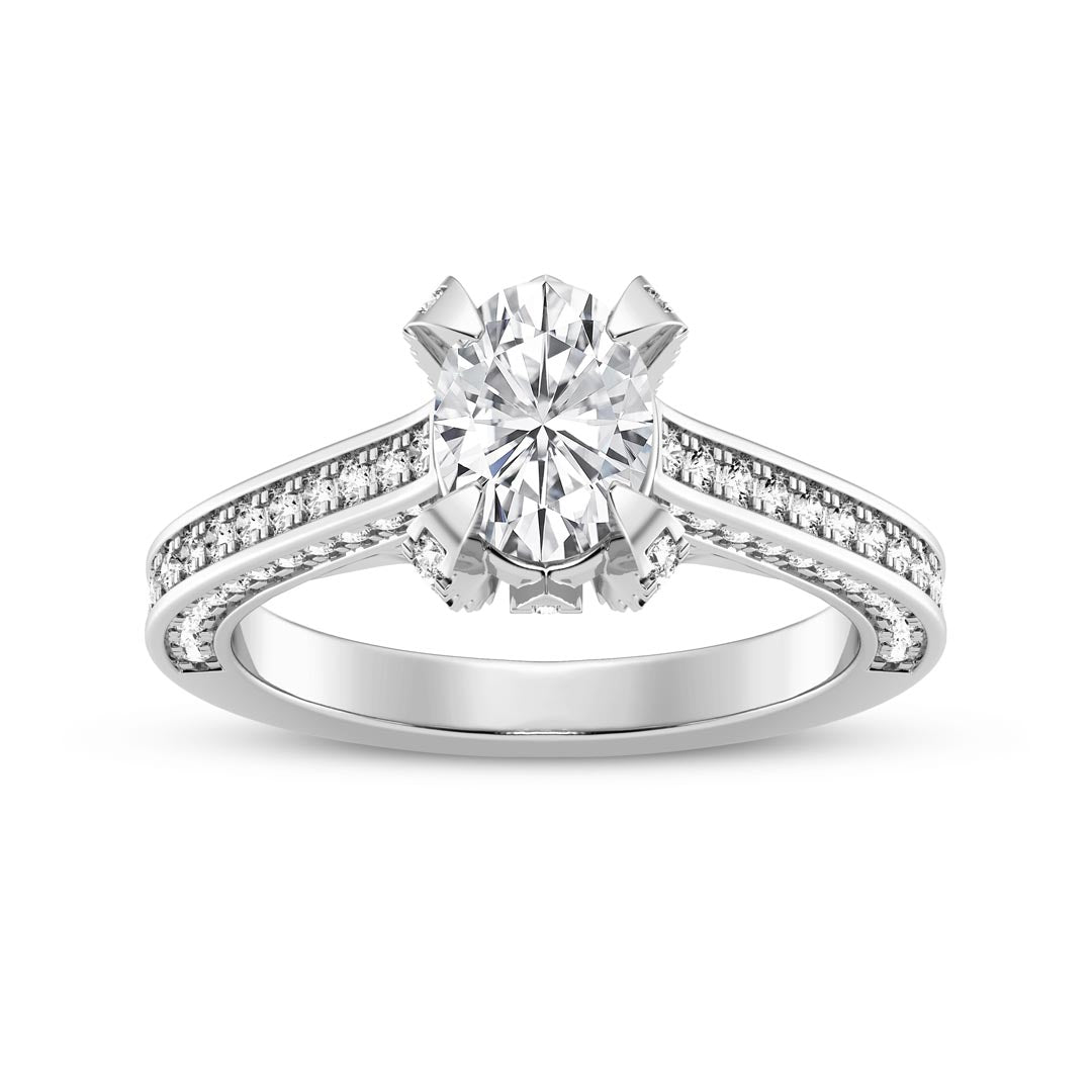 1ct Oval with Pave Shank Engagement Ring