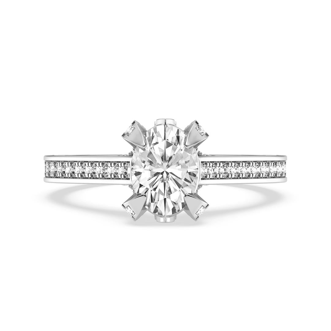 1ct Oval with Pave Shank Engagement Ring