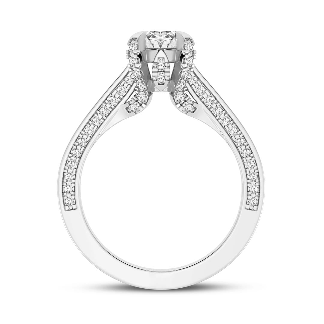 1ct Oval with Pave Shank Engagement Ring