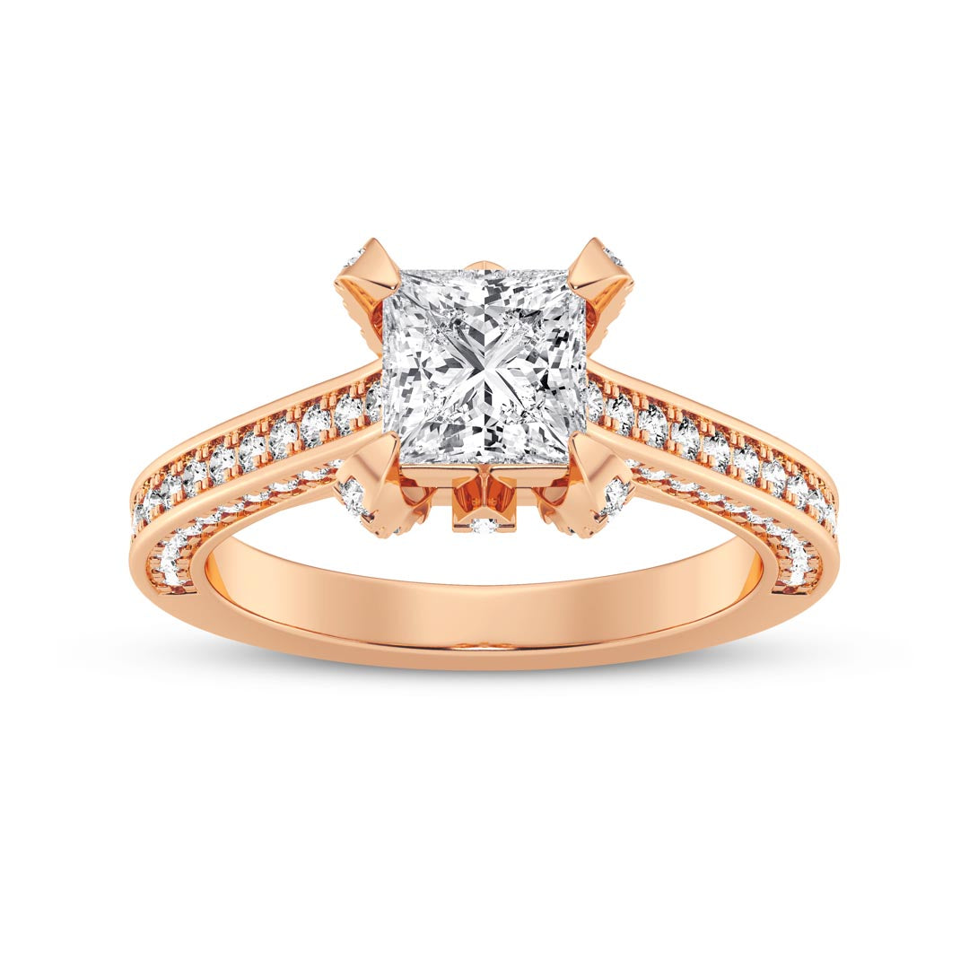 1ct Princess with Pave Shank Engagement Ring