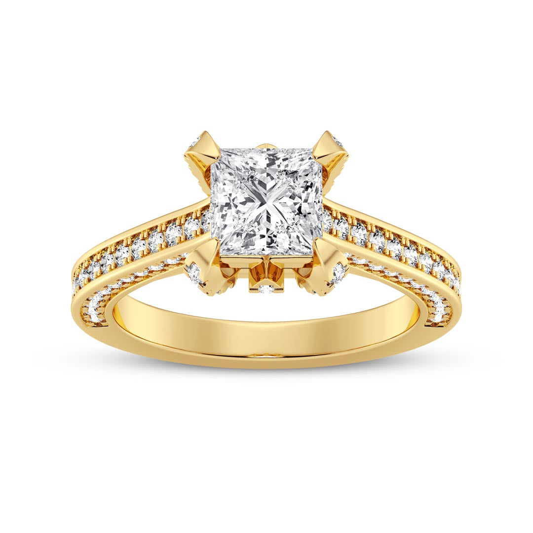 1ct Princess with Pave Shank Engagement Ring