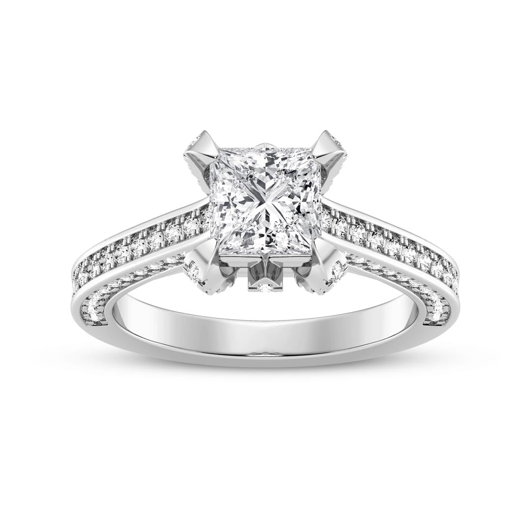 1ct Princess with Pave Shank Engagement Ring