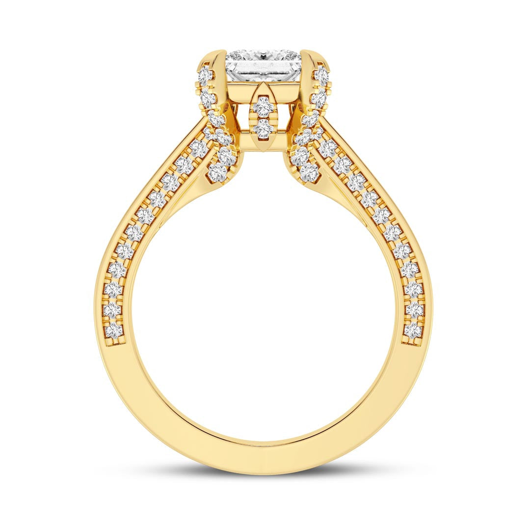 1ct Princess with Pave Shank Engagement Ring