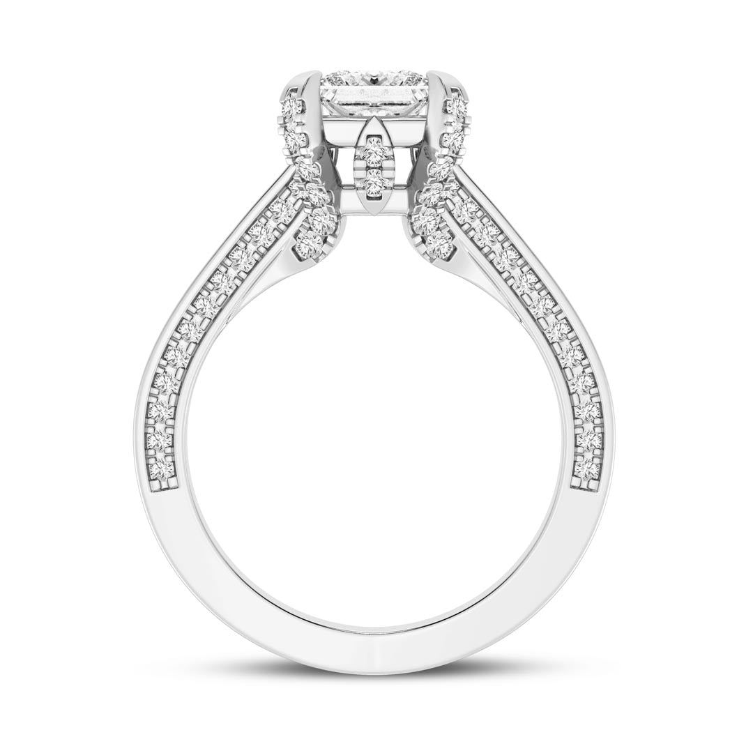 1ct Princess with Pave Shank Engagement Ring