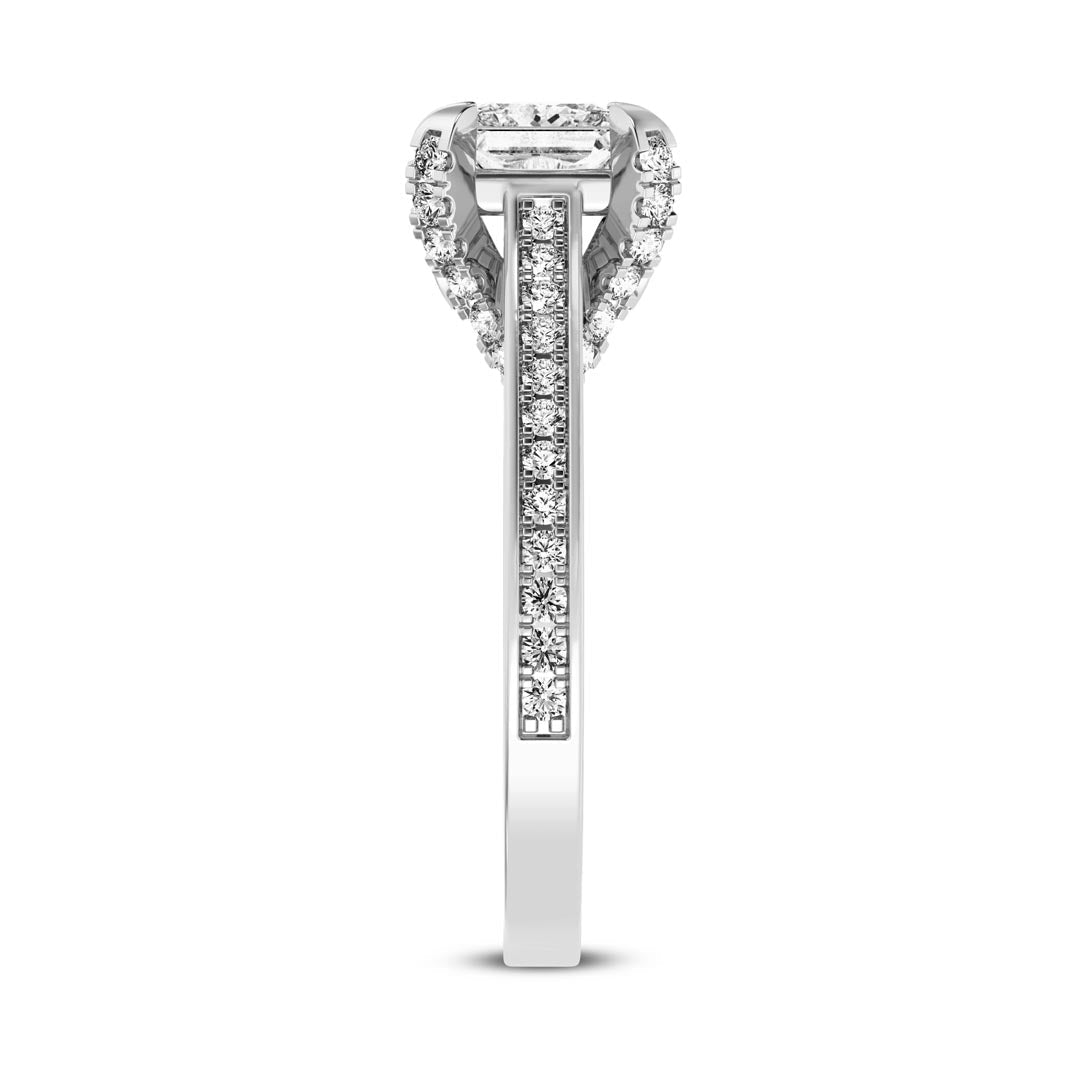 1ct Princess with Pave Shank Engagement Ring