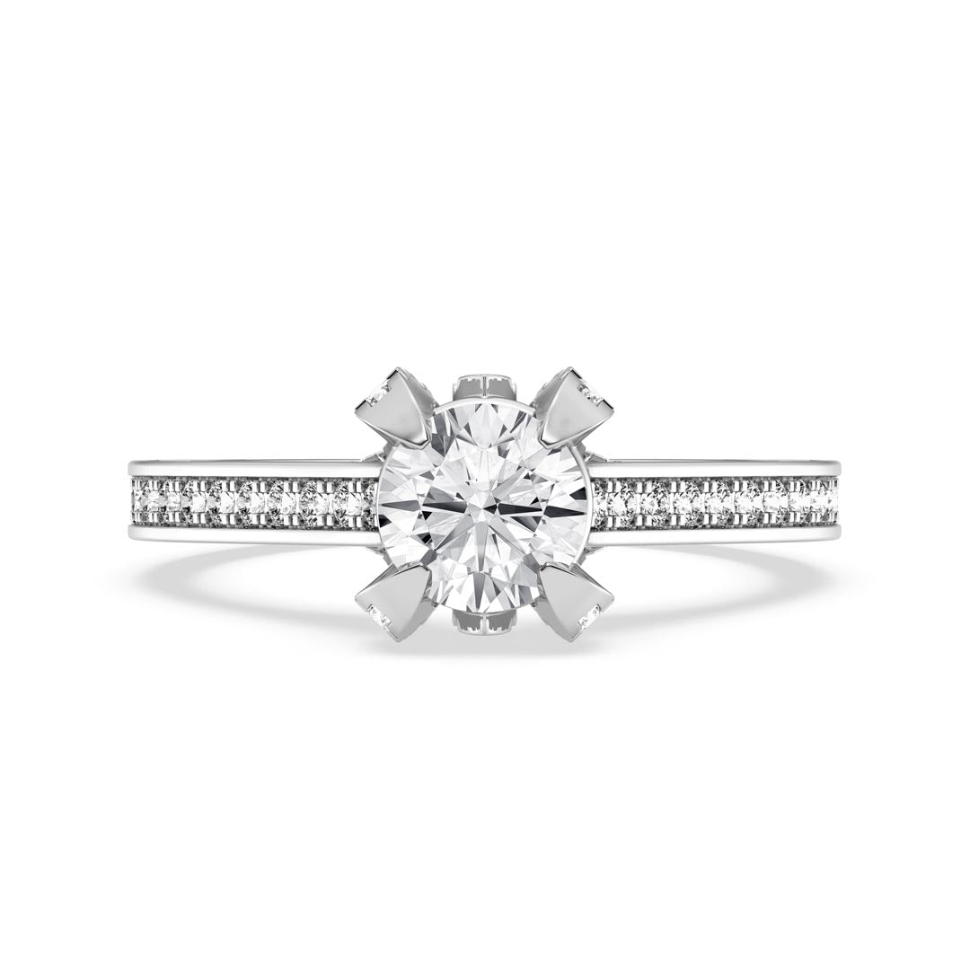 1ct Round with Pave Shank Engagement Ring