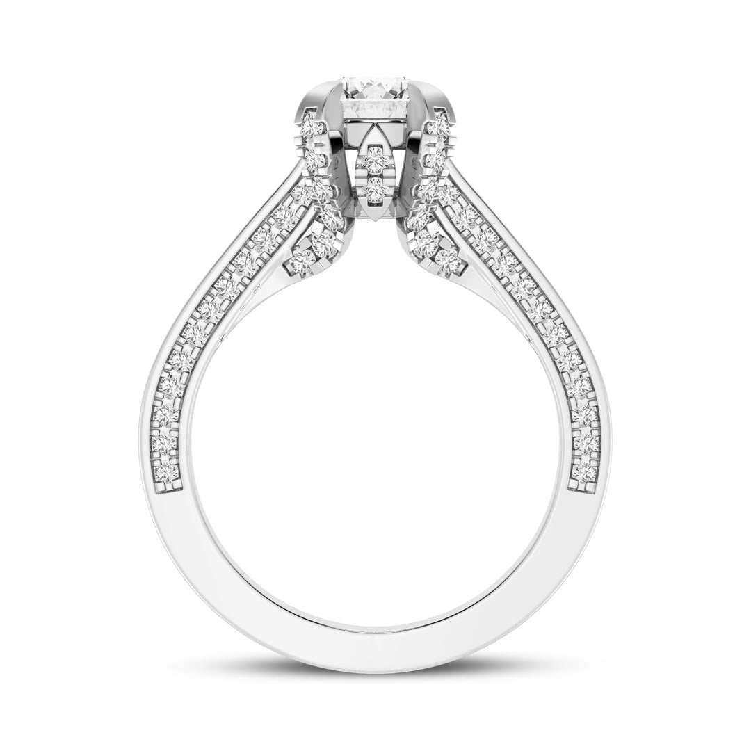 1ct Round with Pave Shank Engagement Ring