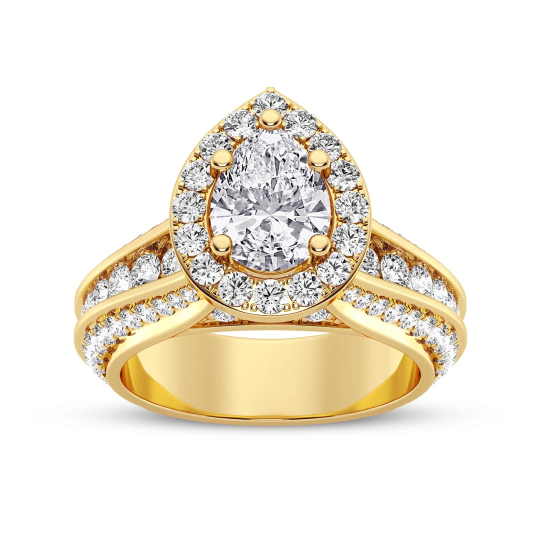 1ct Pear with Halo & Pave Shank Engagement Ring