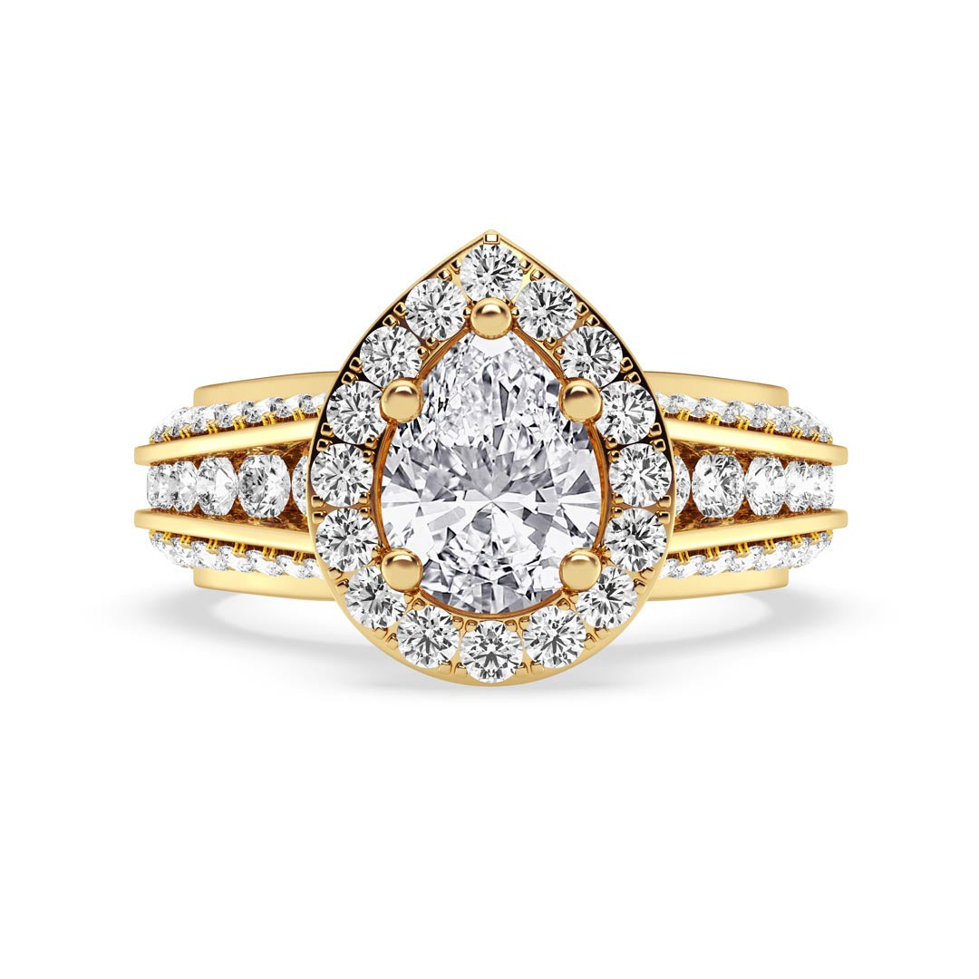 1ct Pear with Halo & Pave Shank Engagement Ring