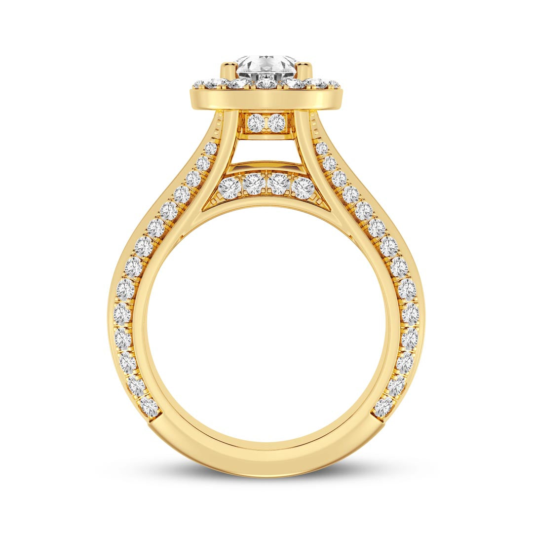 1ct Pear with Halo & Pave Shank Engagement Ring