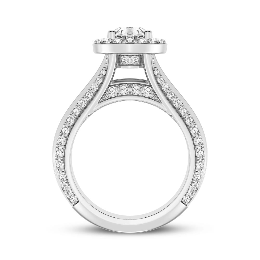 1ct Pear with Halo & Pave Shank Engagement Ring