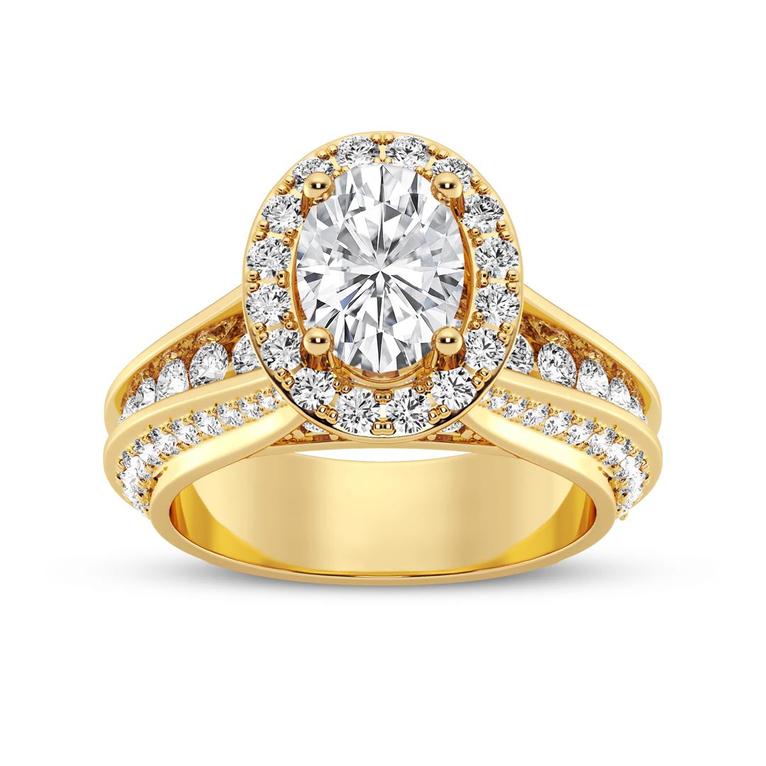 1ct Oval with Halo & Pave Shank Engagement Ring