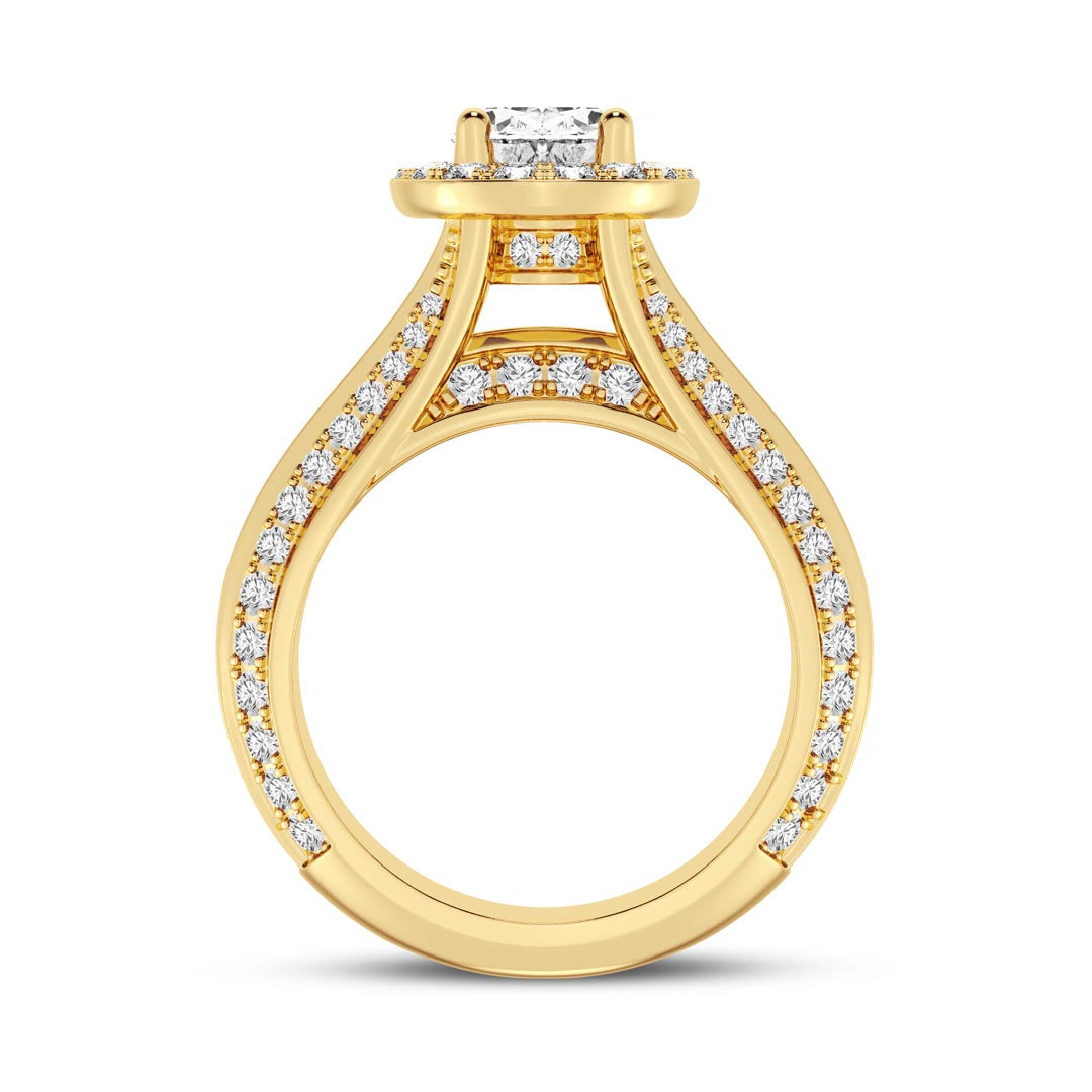 1ct Oval with Halo & Pave Shank Engagement Ring