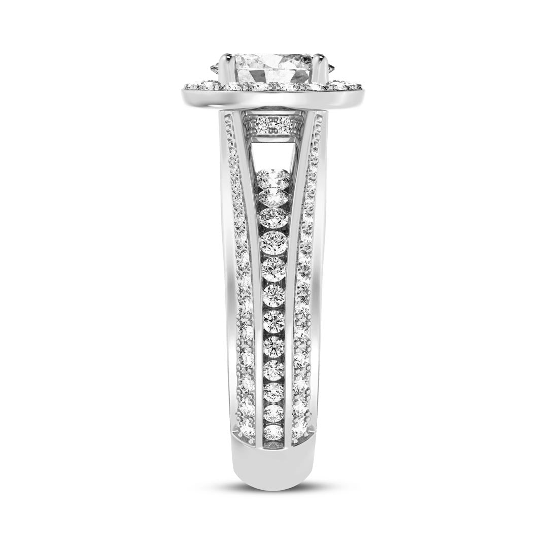 1ct Oval with Halo & Pave Shank Engagement Ring