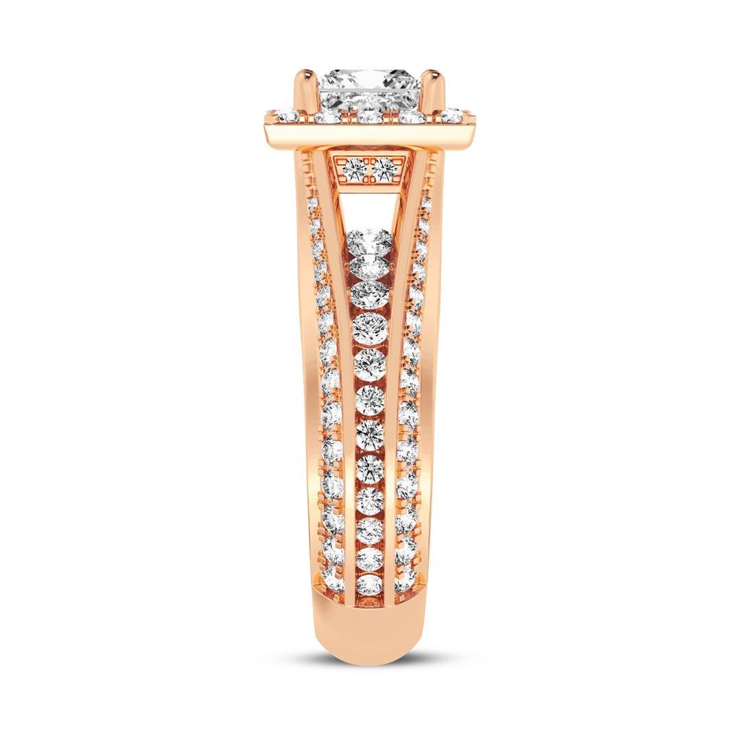 1ct Princess with Halo & Pave Shank Engagement Ring