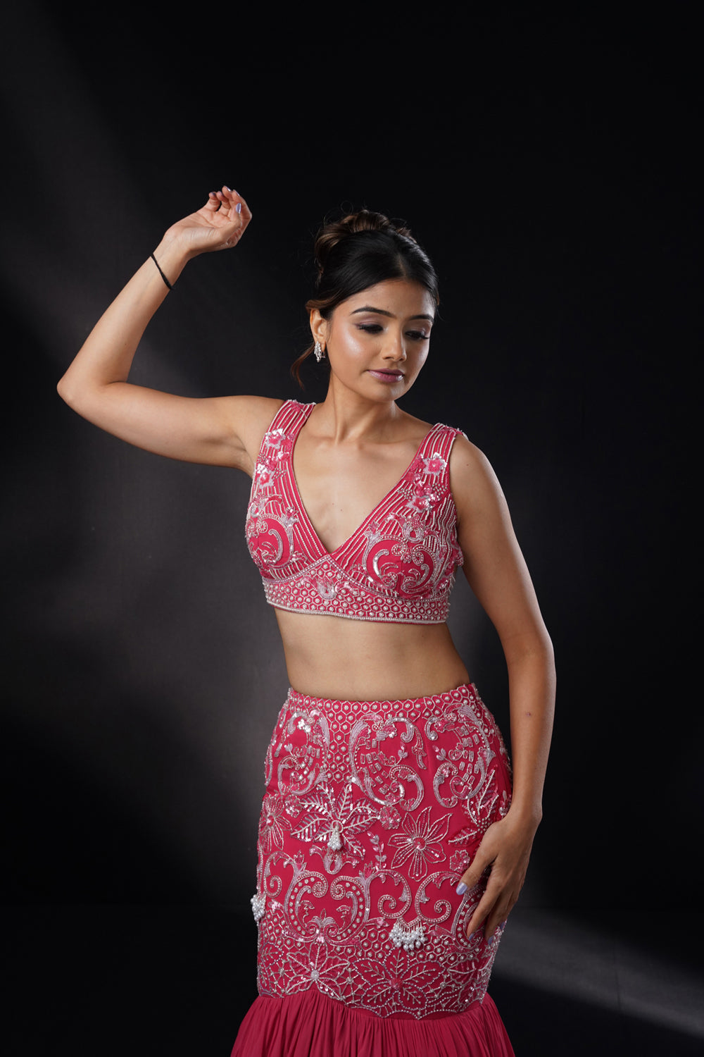 "Maria" Coral Embellished Fishcut Lehenga Set