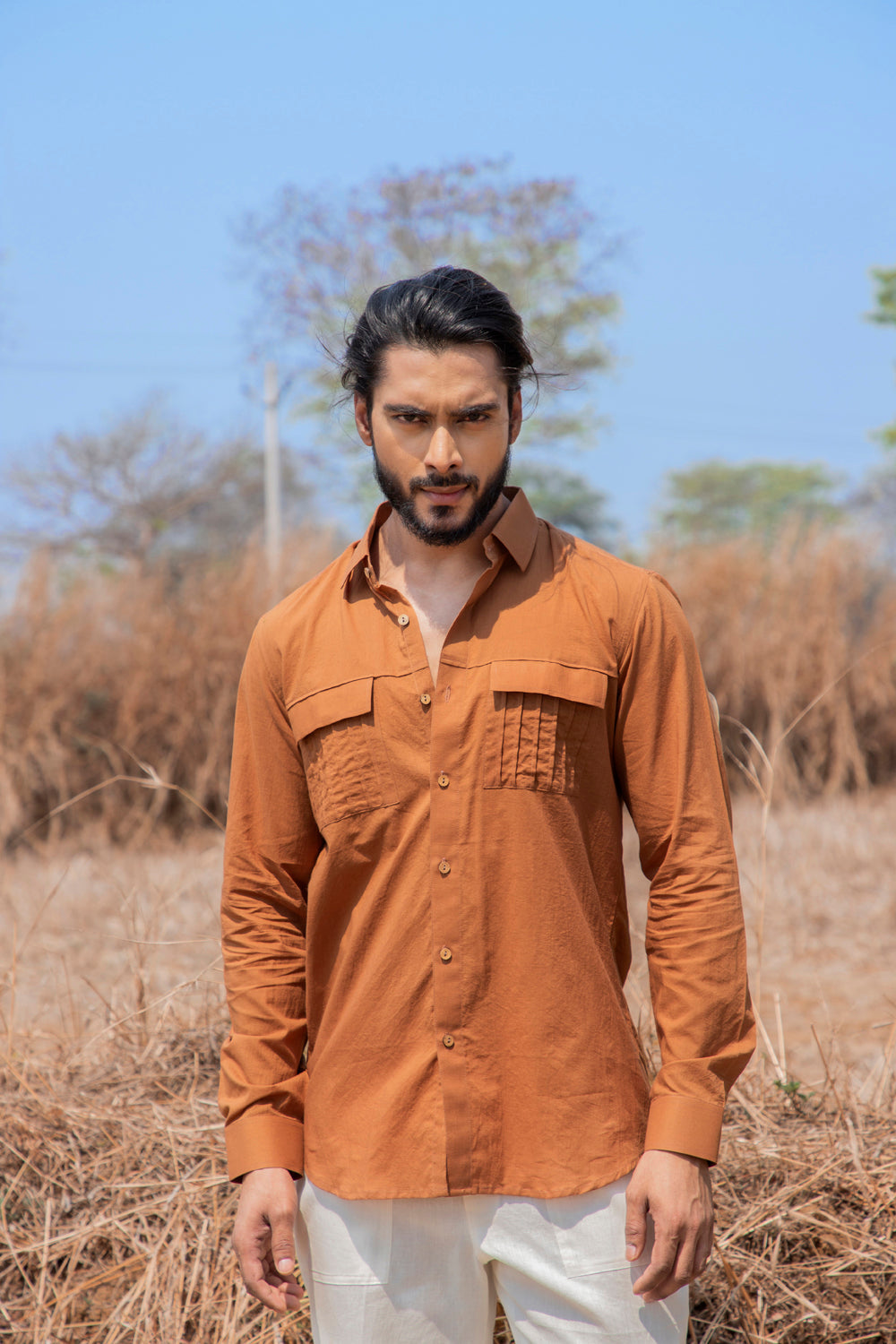 Ochre Safari Shirt - Auraya Fashion -  - #tag1# - #tag2# - #tag3# - #tag3#